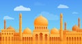 Cartoon panorama of arab city with mosque