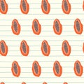 Cartoon papaya hand draw seamless pattern