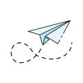 Cartoon paper airplane. Logo of the aircraft made of paper. Illustration for children.