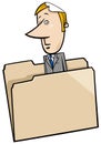 Cartoon paper businessman in a folder