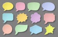 Paper cut speech bubbles note sticker comic set Royalty Free Stock Photo