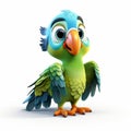 Charming Cartoon Parrot With Green Beak - Playful Character Illustration
