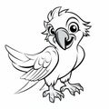 Colorful Cartoon Parrot Coloring Page For Kids
