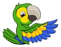 Cartoon Parrot Pointing Around Sign