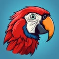 Red Parrot Vector Illustration In Edgy Caricature Style