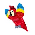 Cartoon tropical parrot on white background flying - illustration Royalty Free Stock Photo