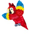 Cartoon tropical parrot on white background flying - illustration Royalty Free Stock Photo