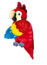 Cartoon tropical parrot on white background flying - illustration Royalty Free Stock Photo