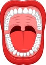 Cartoon Parts of Human mouth. Open mouth and white healthy tooth