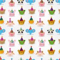 Cartoon party animal head seamless pattern Royalty Free Stock Photo