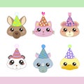 Cartoon Party Animal icons collection