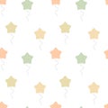 Cartoon pastel flat star balloons seamless pattern background illustration