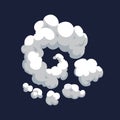 Cartoon pattern of smoke cloud. Bomb blast. Comic vector fog puff. Steam cloud, watery vapour or dust explosion element Royalty Free Stock Photo