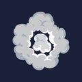 Cartoon pattern of smoke cloud. Bomb blast. Comic vector fog puff. Steam cloud, watery vapour or dust explosion element Royalty Free Stock Photo