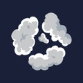 Cartoon pattern of smoke cloud. Bomb blast. Comic vector fog puff. Steam cloud, watery vapour or dust explosion element