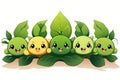 Cartoon pea pod with happy faces on a white background Royalty Free Stock Photo