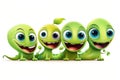 Cartoon pea pod with happy faces on a white background Royalty Free Stock Photo