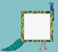 Cartoon peacock frame