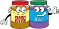 Cartoon peanut butter and jelly jars. Royalty Free Stock Photo