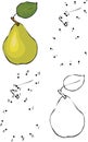 Cartoon pear. Vector illustration. Coloring and dot to dot game