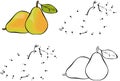 Cartoon pear. Vector illustration. Coloring and dot to dot game