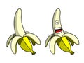 Cartoon Peeled Banana and Smiling Peeled Banana