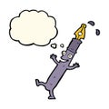 cartoon pen character with thought bubble Royalty Free Stock Photo