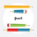 Cartoon pencil collection. Simple vector illustrated