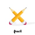 Cartoon pencils isolated on white. Simple vector illustrated