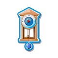 Cartoon pendulum wall clock illustration on a white background Royalty Free Stock Photo