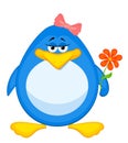 cartoon penguin with flower