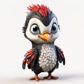 Inventive 3d Reddish Penguin Bird With Playfully Dark Disney Animation Style