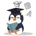 Cartoon penguin reading book education Royalty Free Stock Photo