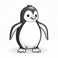Cartoon Penguin For Children: High-contrast Shading, Monochromatic Depth, Realistic Rendering