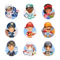 Cartoon People Avatars with Different Professions Royalty Free Stock Photo