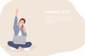 Cartoon people character design banner template cheerful young girl sitting on a floor with a laptop on the crossed legs Royalty Free Stock Photo