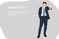 Cartoon people character design banner template handsome young businessman showing thumb down sign with smiling face Royalty Free Stock Photo