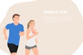 Cartoon people character design banner template young couple running together