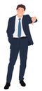 Cartoon people character design handsome young businessman showing thumb down sign with smiling face Royalty Free Stock Photo