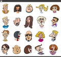 Cartoon people characters faces and emotions set Royalty Free Stock Photo