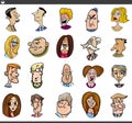 Cartoon people characters faces and emotions set Royalty Free Stock Photo