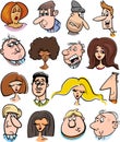 Cartoon people characters faces Royalty Free Stock Photo