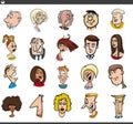 Cartoon people characters faces moods set