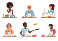 Cartoon people cooking set isolated vector illustration.