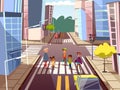 cartoon people crossing road concept Royalty Free Stock Photo