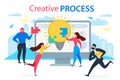 Cartoon People Join Jigsaw Puzzle Creative Process