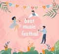 Best Music of Festival Invitation Cartoon Banner