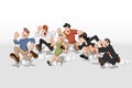 Cartoon people running