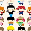 Cartoon people seamless pattern