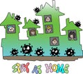 Cartoon people staying at home to be safe from corona virus vector illustration